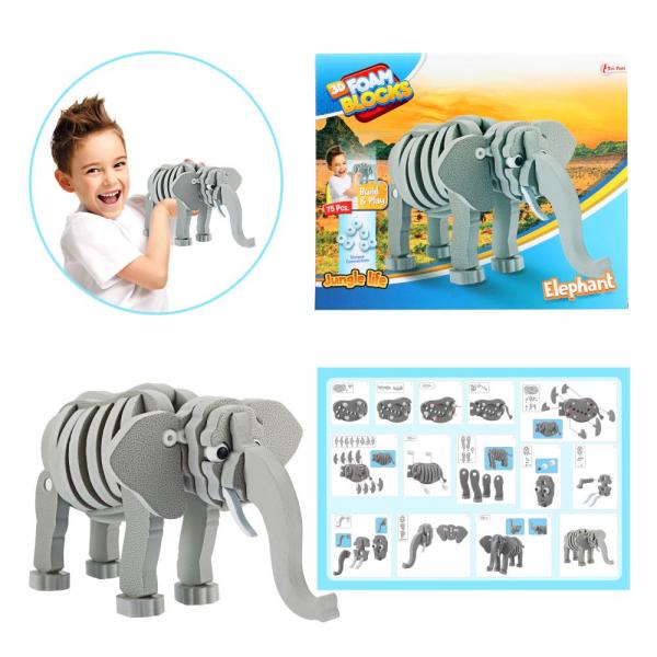 3D Puzzle Construction Foam Elephant