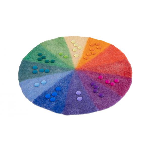 Rainbow felt mat with glittering stones