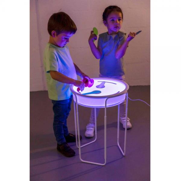 Sensory play tray with LED lighting and adjustable stand