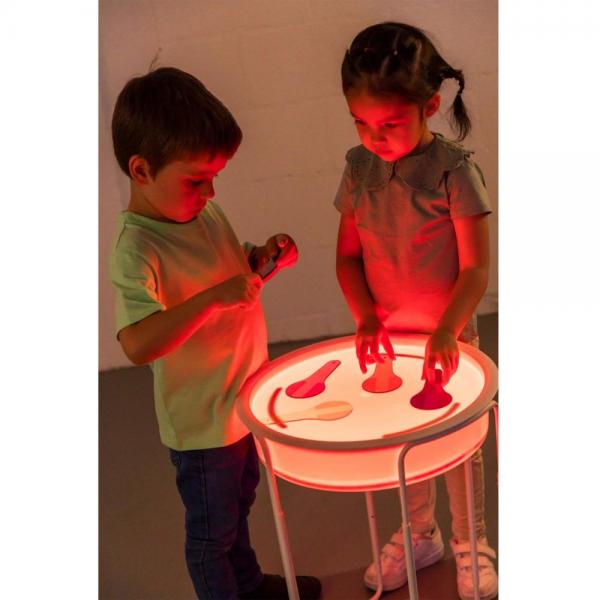 Sensory play tray with LED lighting and adjustable stand
