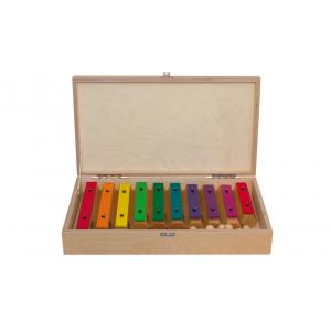 Coloured chime bars - wooden box