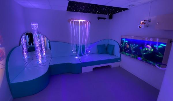 Sensory room with blacklight products